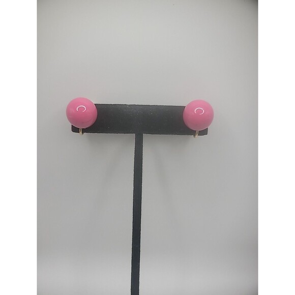 Vintage Avon Clip On Earrings Pink Round Womens Jewelry Costume - Picture 2 of 8